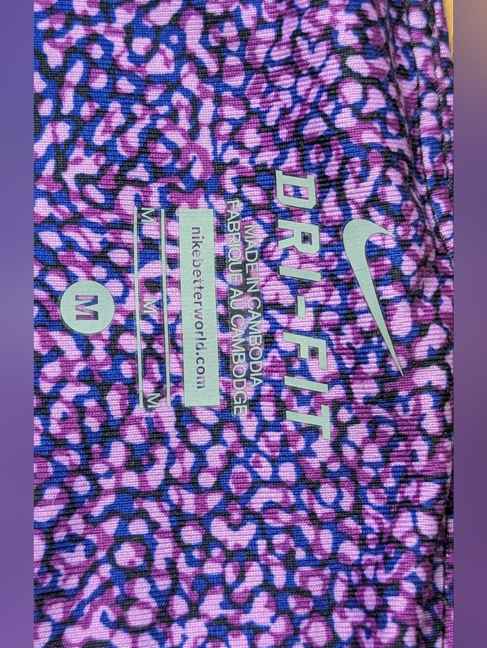 Nike Dri-FIT Black Purple Speckled Crop Leggings Zip Pocket - Picture 5 of 5